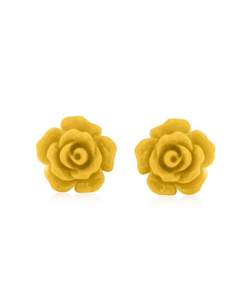 Bling Jewelry Set of 3 Romantic 3D Carved Rose Flower Post Stud Earrings 10MM Lightweight