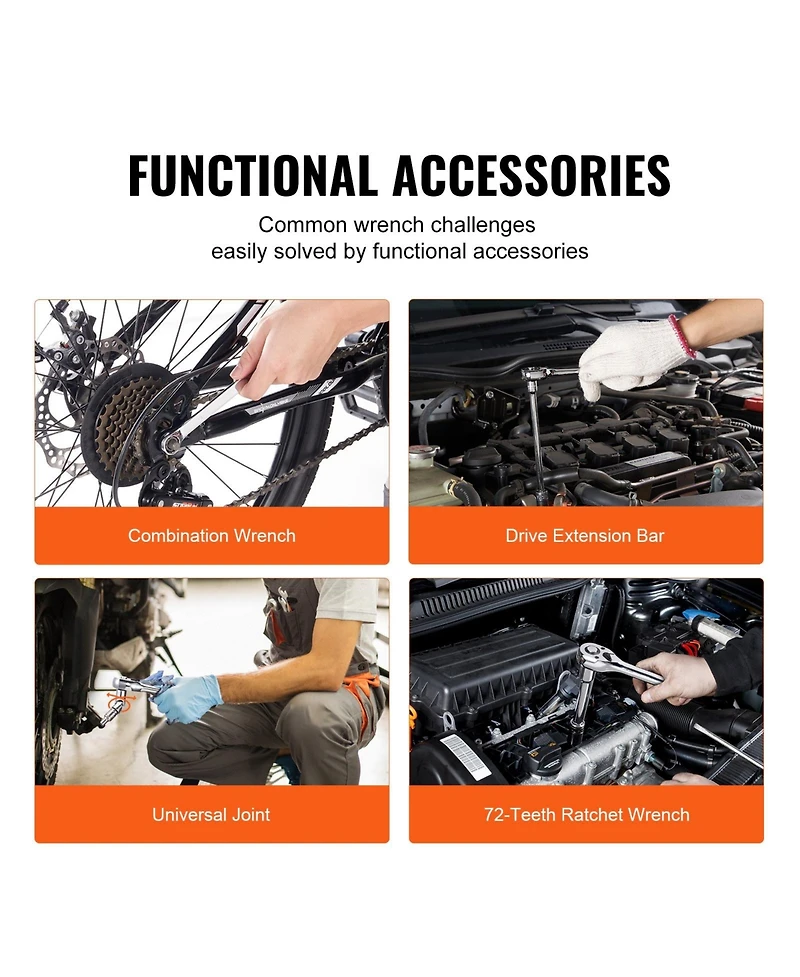 Mechanics Tool Set And Socket Set, Drive Deep And Standard Sockets, 205 Pcs Sae And Metric Mechanic Tool Kit With Bits, Combination Wrench, Hex Wrench