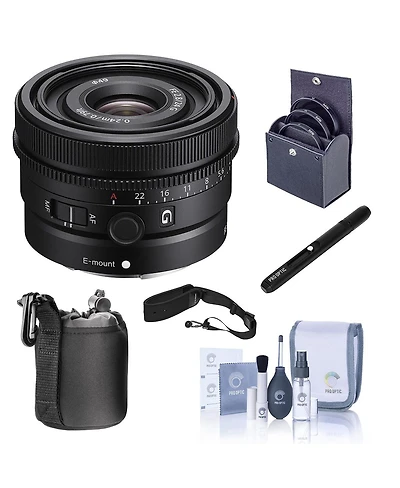 Sony Fe 24mm f/2.8 G Lens for Sony E, Bundle with ProOptic 49mm Filter Kit, Lens Cap Tether, Lens Pouch, Lens Cleaner, Cleaning Kit
