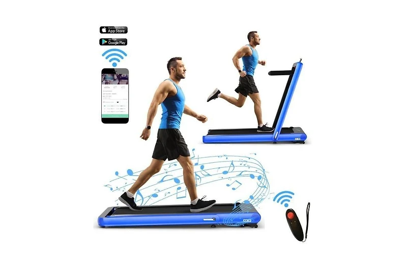 4.75HP 2 In 1 Folding Treadmill with Remote App Control-Navy
