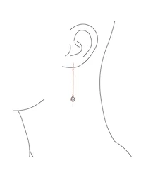 Bling Jewelry Set of 2 Geometric Minimalist Dangle Chandelier Earrings with Cz Teardrop Rose Gold Plated
