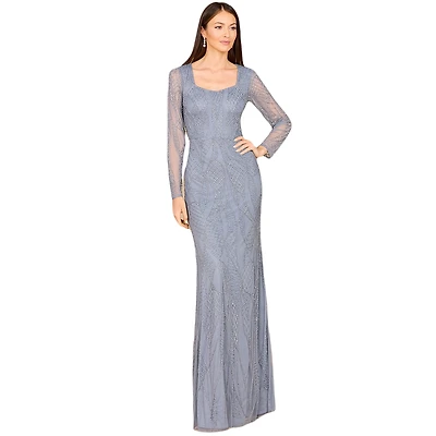 Lara Women's V Neck Beaded Long Sleeve Dress