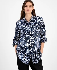 Tahari Asl Women's Printed Button-Front Blouse