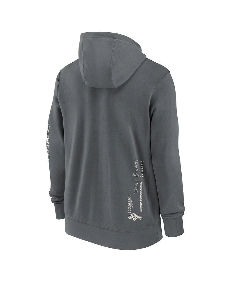 Nike Men's Gray Denver Broncos Statement Performance Full-Zip Hoodie Jacket