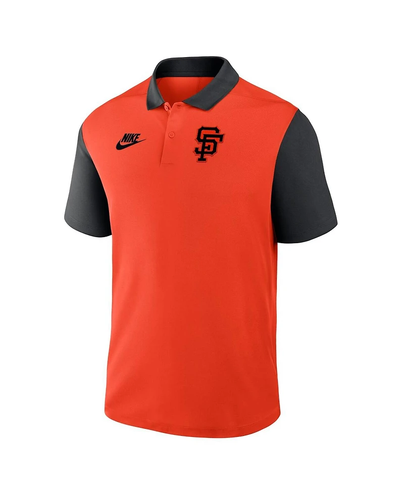 Nike Men's Orange/Black San Francisco Giants Cooperstown Collection Color-Block Victory Performance Polo Shirt