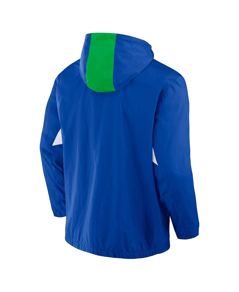 Fanatics Men's Royal Seattle Sounders Fc Free Kick Woven Quarter-Zip Hoodie Jacket