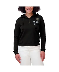 Wear By Erin Andrews Women's Black Vegas Golden Knights Waffle-Knit Pullover Hoodie
