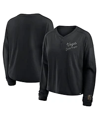 Fanatics Women's Black Vegas Golden Knights Oversized All Out Effort Long Sleeve Henley T-Shirt