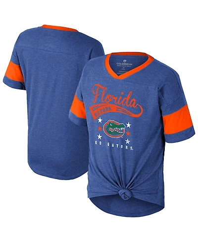 Colosseum Big Girls Royal Florida Gators Frontier Tie Front T-Shirt