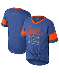Colosseum Big Girls Royal Florida Gators Frontier Tie Front T-Shirt