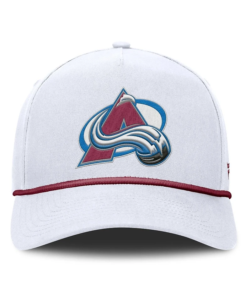 Fanatics Men's White Colorado Avalanche Rope A-Frame Adjustable Hat