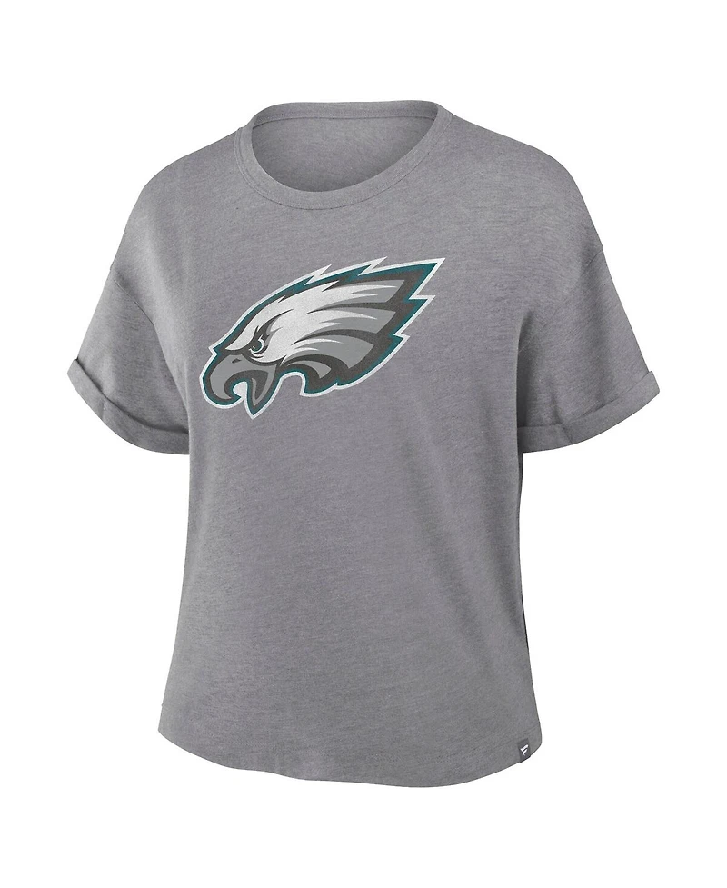 Fanatics Women's Heather Gray Philadelphia Eagles Tribute Tri-Blend T-Shirt