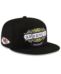 New Era Men's Black Kansas City Chiefs Super Bowl Lix Tarmac Split Panel 9FIFTY Snapback Hat