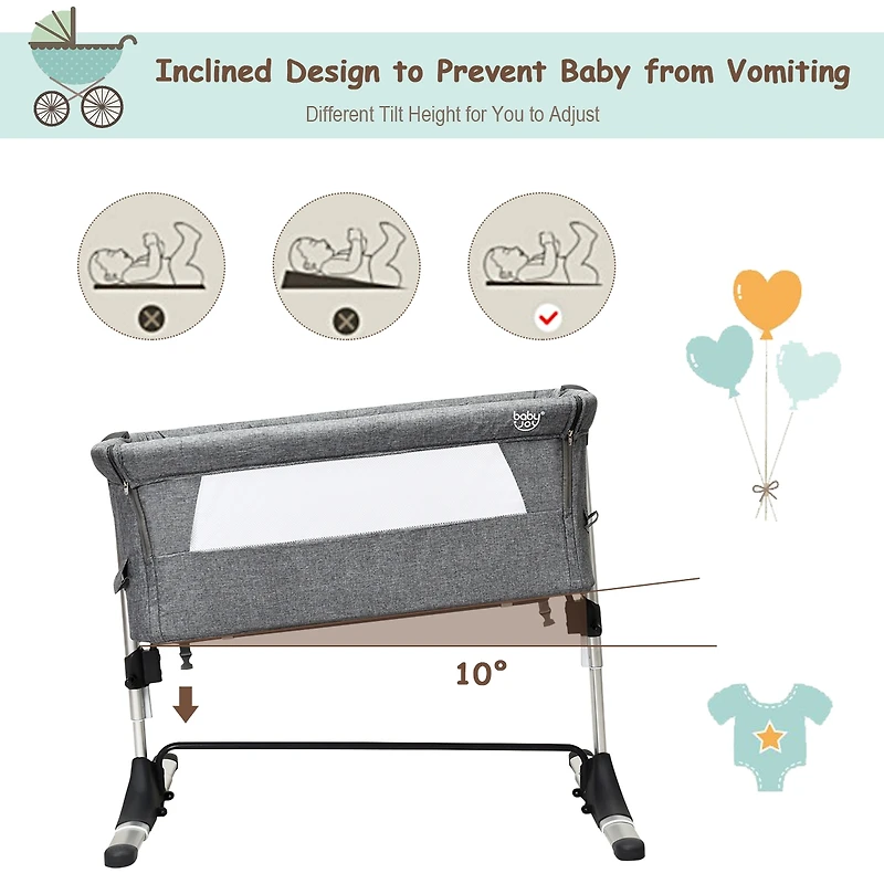 Costway Baby Portable Bed Side Sleeper Travel Bassinet Crib
