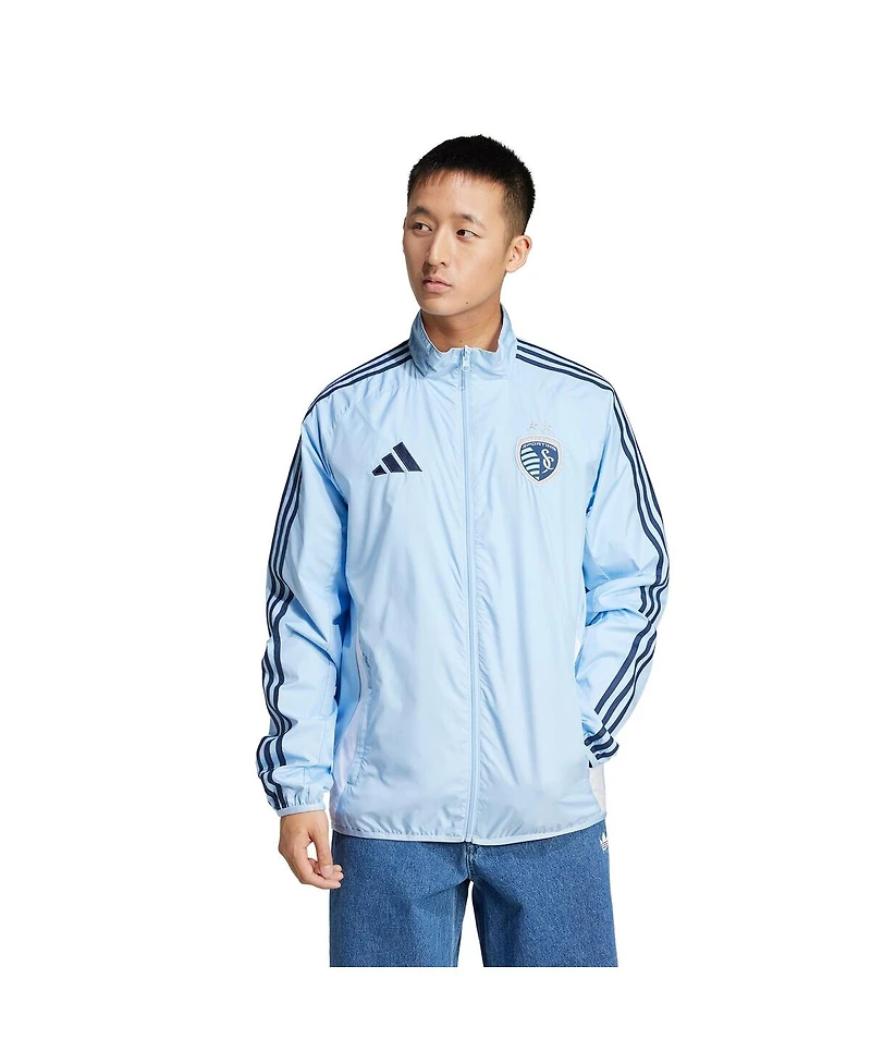 Adidas Men's Sky Blue/White Sporting Kansas City 2025 Anthem Reversible Full-Zip Jacket
