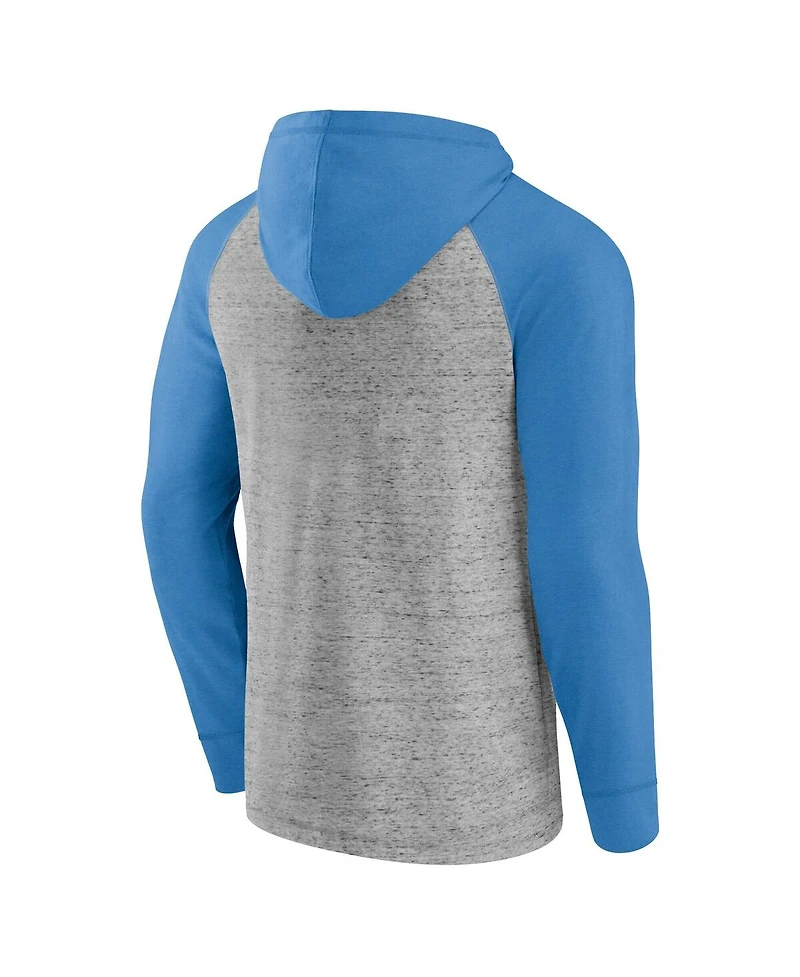 Fanatics Men's Gray/Heather Royal Los Angeles Dodgers Single Play Speckled Lightweight Pullover Hoodie