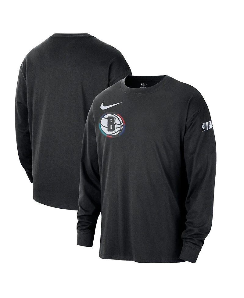 Nike Men's Black Brooklyn Nets 2024/25 City Edition Courtside Max90 Heavyweight Long Sleeve T-Shirt
