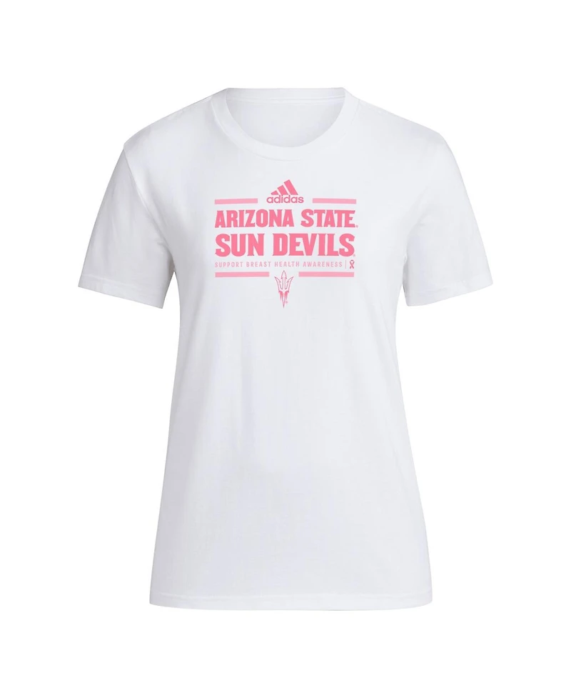 Adidas Women's White Arizona State Sun Devils 2024 Breast Cancer Awareness Pregame T-Shirt