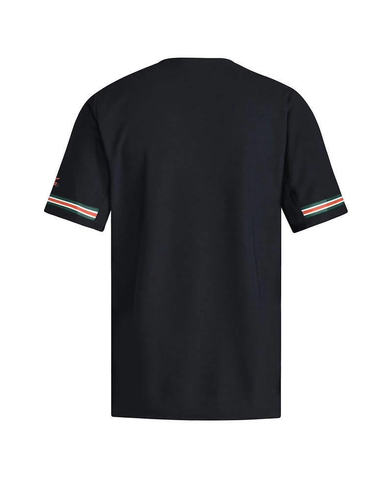 Adidas Men's Black Miami Hurricanes V-Neck Baseball Jersey