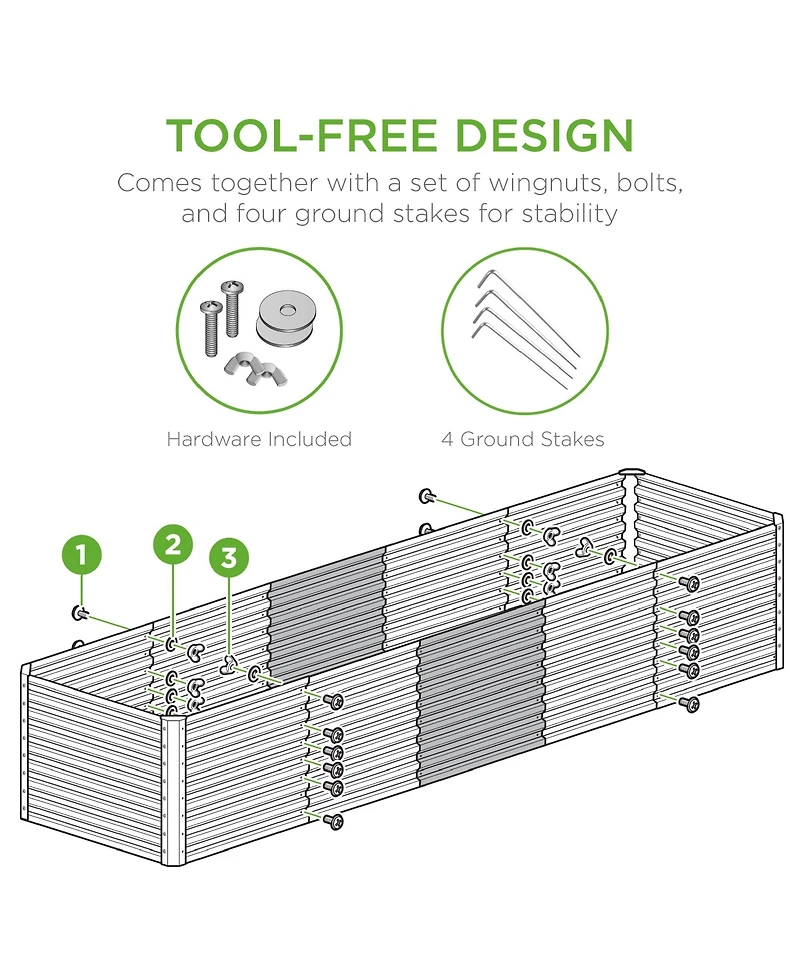 Best Choice Products 8x2x2ft Raised Metal Outdoor Garden Bed, Planter Box for Flowers, Vegetables
