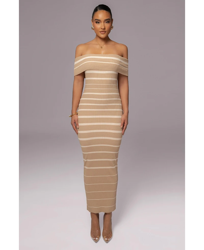 Jluxlabel Women's Off The Shoulder Striped Dress