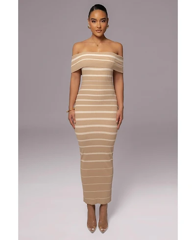 Jluxlabel Women's Off The Shoulder Striped Dress