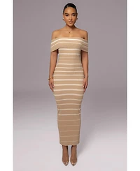 Jluxlabel Women's Off The Shoulder Striped Dress
