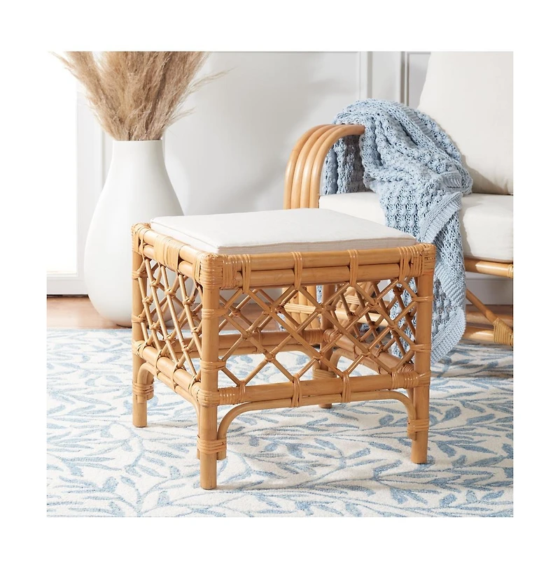 Larroux Rattan Ottoman W/ Cush