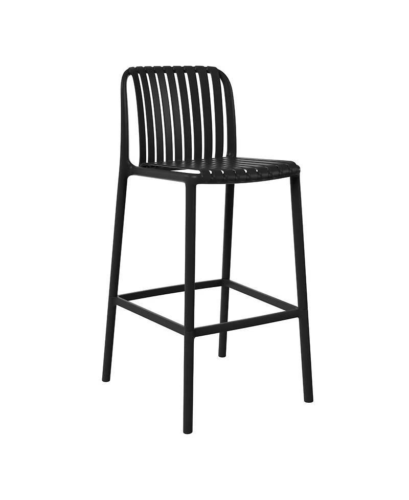 29.5" Outdoor Modern Polypropylene Plastic Patio Bar Height Stools (Set of 2)