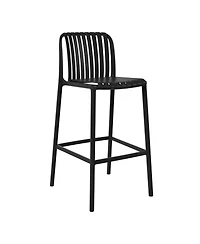 29.5" Outdoor Modern Polypropylene Plastic Patio Bar Height Stools (Set of 2)