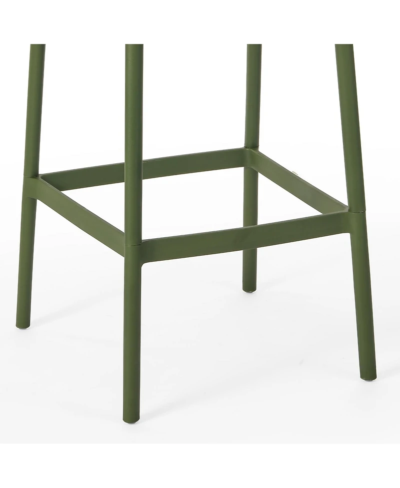 29.5" Outdoor Modern Polypropylene Plastic Patio Bar Height Stools (Set of 2)