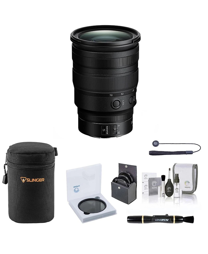 Nikon Nikkor Z 24-70mm f/2.8 S Lens, Bundle with ProOptic 82mm Filter Kit, Soft Lens Case, Lens Cleaner, Cleaning Kit, Universal Lens Cap Tether