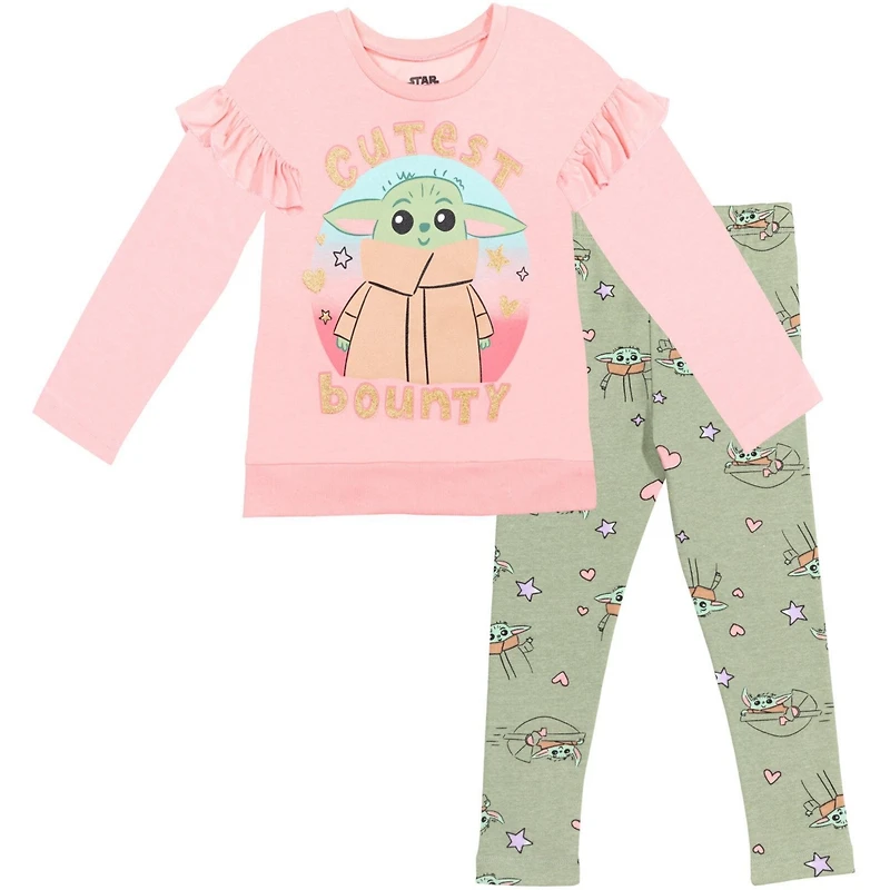 Star Wars Girls The Mandalorian Yoda T-Shirt and Leggings Outfit Set
