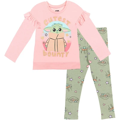 Star Wars Girls The Mandalorian Yoda T-Shirt and Leggings Outfit Set