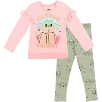 Star Wars Girls The Mandalorian Yoda T-Shirt and Leggings Outfit Set