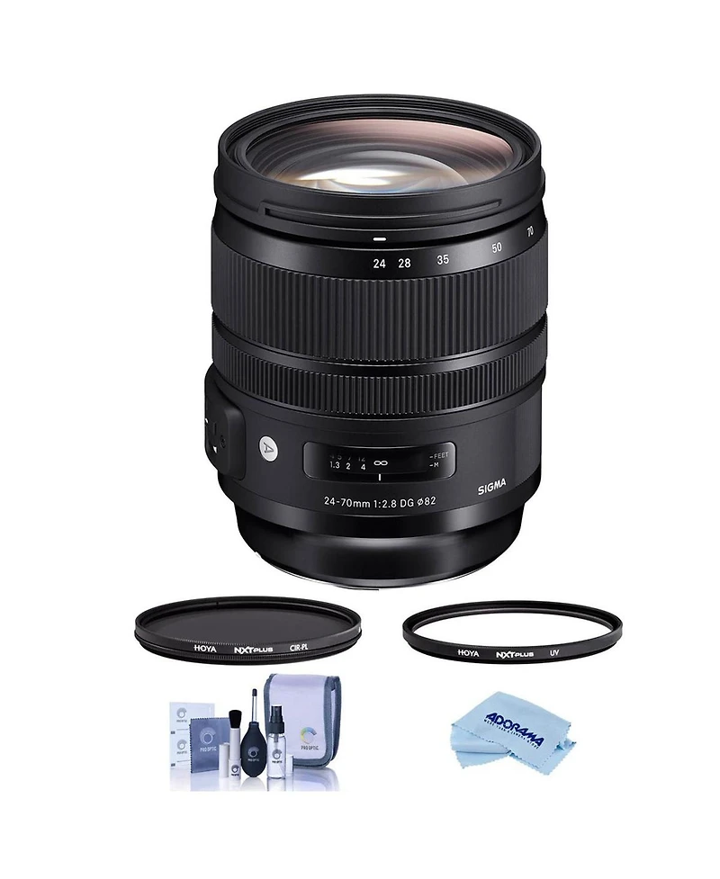 Sigma 24-70mm f/2.8 Dg Os Hsm If Art Lens for Canon Ef, Bundle with Hoya Uv+Cpl Filter Kit, Cleaning Kit, Cleaning Cloth