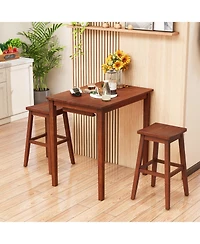 3-Piece Bar Table Set with Pub Table and 2 Saddle Stools