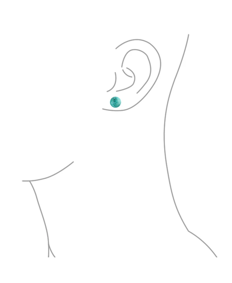 Bling Jewelry Set of 2 10MM Natural Blue Turquoise Green Malachite Drop Ball Earrings Silver