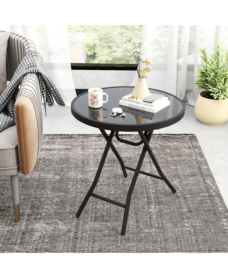 Folding Side Table Patio Round Compact Coffee