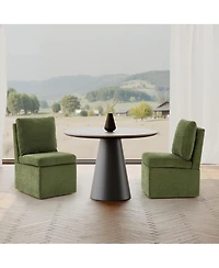 Modern Upholstered Chenille Armless Dining Chairs With Casters (Set of