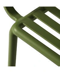 Outdoor Stackable Polypropylene Plastic Resin Dining Armchairs (Set of 4)