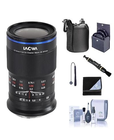 Venus Laowa 65mm f/2.8 2X Ultra Macro Apo Lens for Fujifilm X, Bundle with ProOptic 52mm Filter Kit, Cleaning Kit, Lens Cap Tether, Lens Cleaner