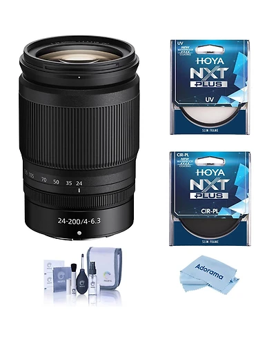Nikon Nikkor Z 24-200mm f/4-6.3 Vr Lens, Bundle with Hoya Nxt Plus 67mm Uv+Cpl Filter Kit, Cleaning Kit, Cleaning Cloth