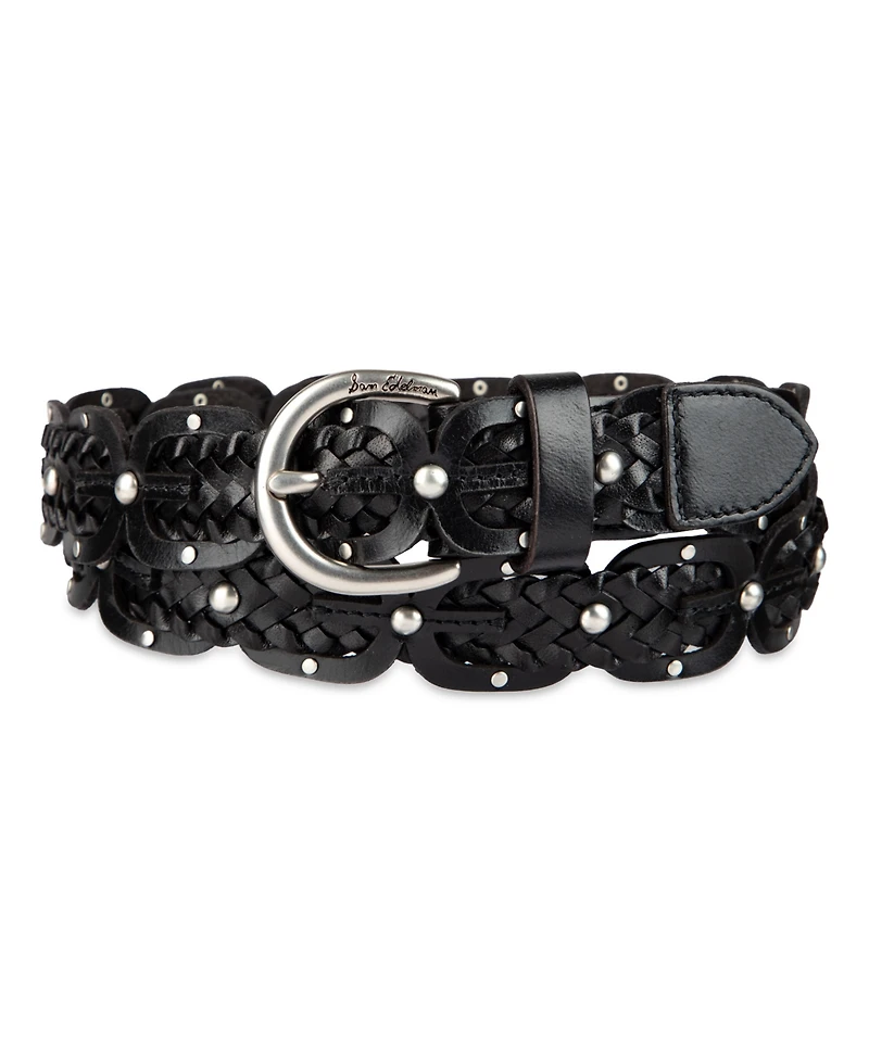 Sam Edelman Women's Western Double-e Link Braided Leather Belt