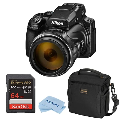 Nikon Coolpix P1100 Digital Camera With 125x Optical Zoom & 4K Ultra Hd Video + 64GB Sdxc Sd Card + Slinger Multi-Device Shoulder Bag + Cleaning Cloth