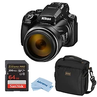 Nikon Coolpix P1100 Digital Camera With 125x Optical Zoom & 4K Ultra Hd Video + 64GB Sdxc Sd Card + Slinger Multi-Device Shoulder Bag + Cleaning Cloth