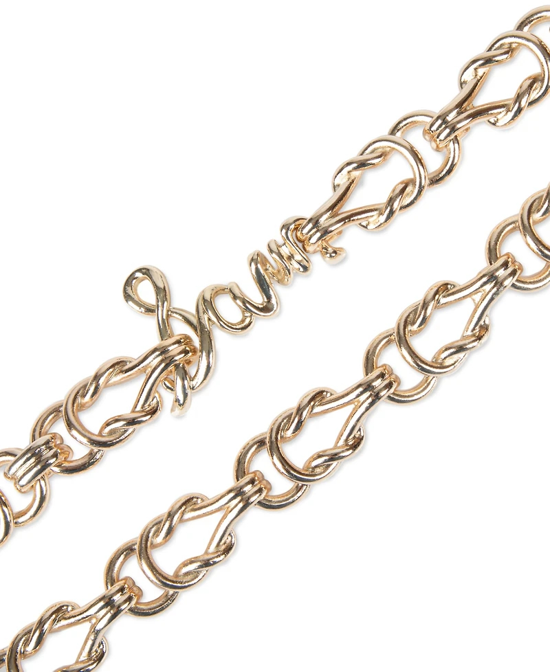 Sam Edelman Women's Fully Adjustable Knotted Logo Chain Belt