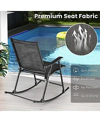 2 Pcs Patio Folding Rocking Chair Heavy-Duty Metal Frame Rockers Outdoor