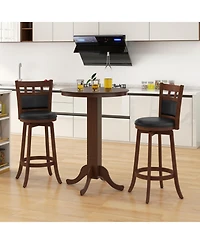 Wood Pub Round Dining Table with Pedestal Base