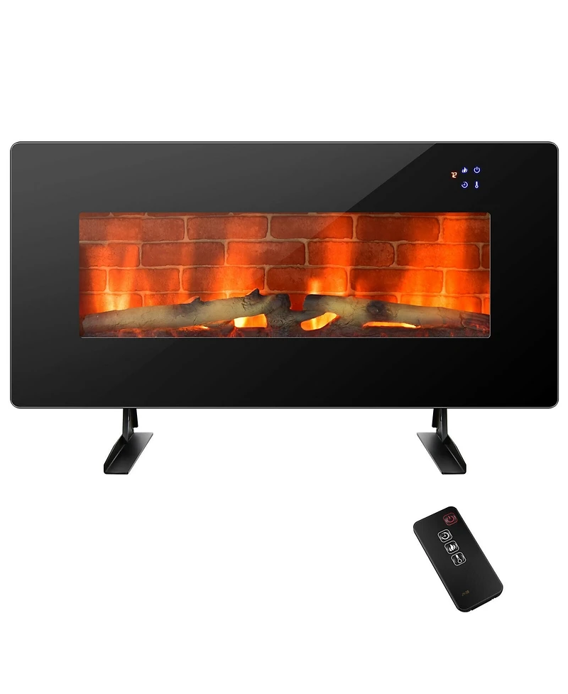 Gymax 36'' Electric Fireplace Wall Mounted & Freestanding Heater Remote Control 1500W